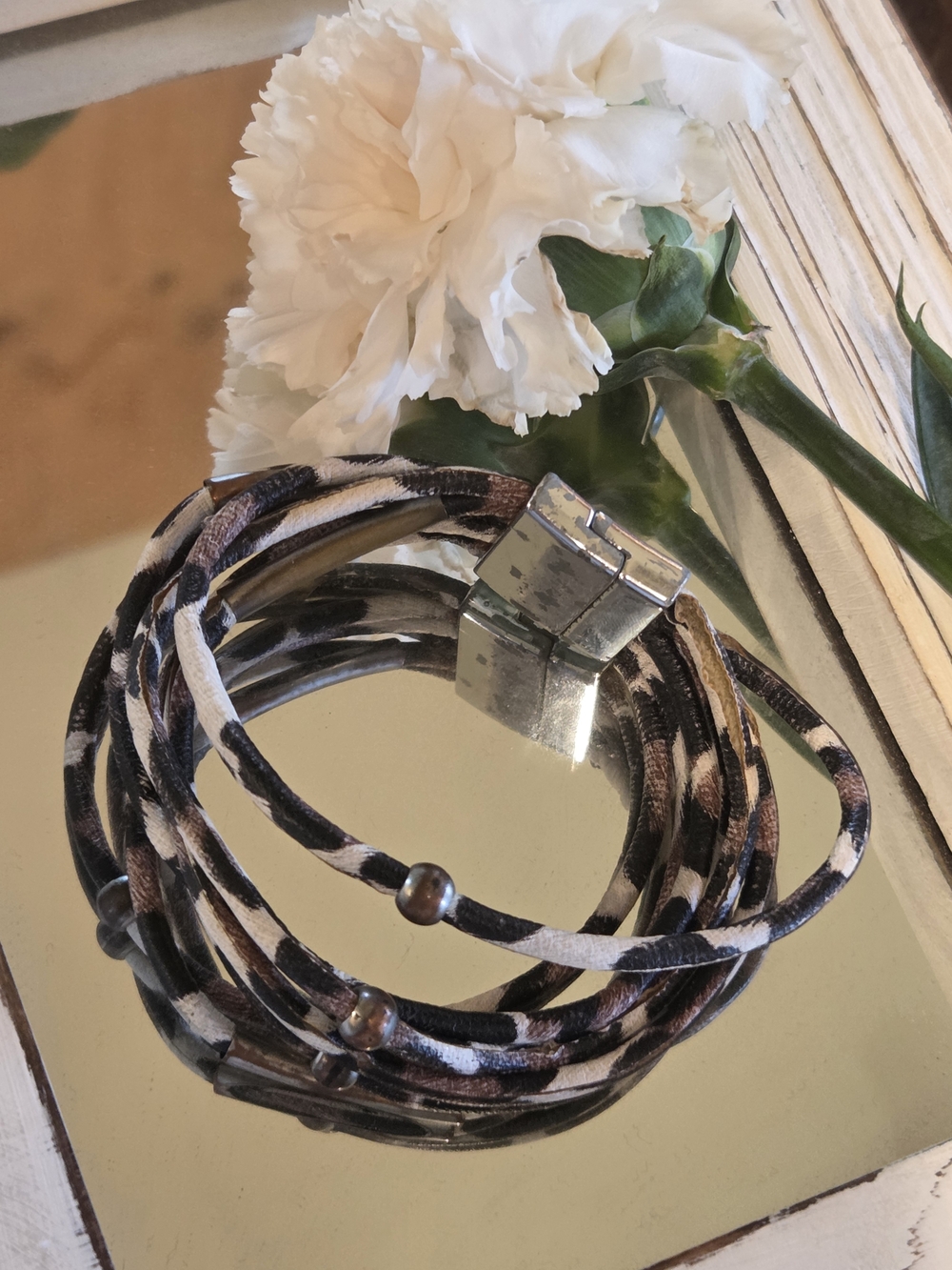 Multi-Strand Black, Brown & Cream Wrap Bracelet - Women Jewelry